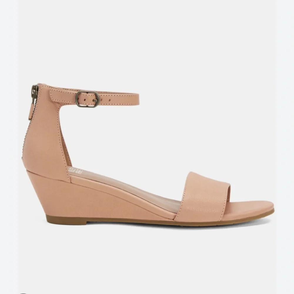 New Eileen Fisher Women's Mara Ankle Tumbled Honey‎ Leather Wedge Sandal Summer